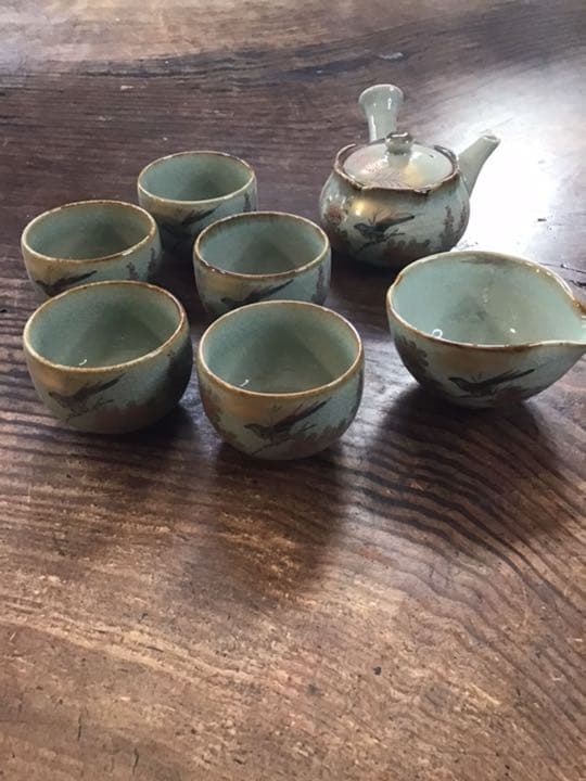 九谷焼　邦泉　金彩花鳥図煎茶器　茶具