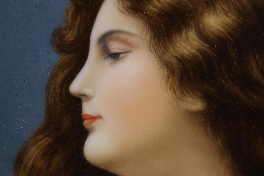 西洋美術 19世紀 KPM 美人像 手描陶板画 ベルリン王立磁器製陶所