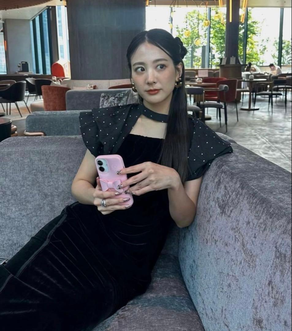 【なぬ】ANDRESD drape velour dress