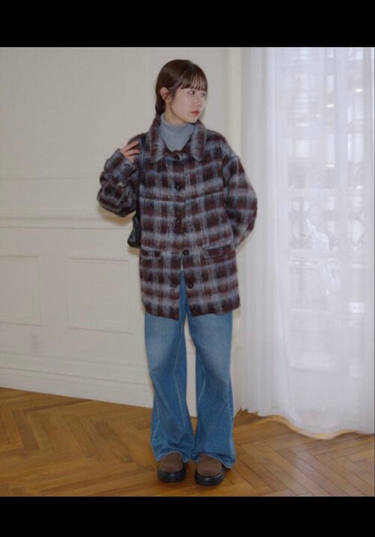 新品未使用DISCOAT 【umm./特別感ある一着】チェックシャギーコート