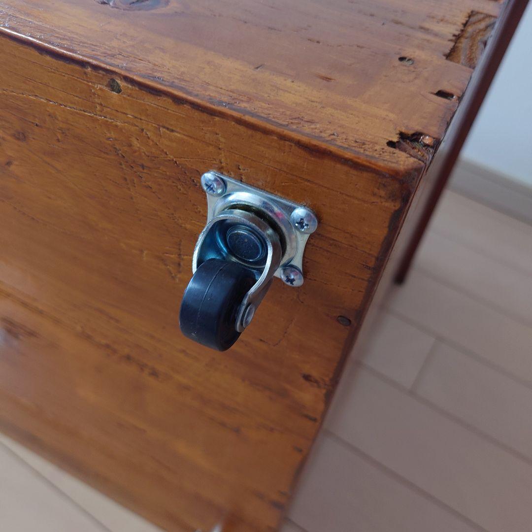 茶箱　リメイクチェスト キャスター付　アンティーク風家具 サイドテーブル