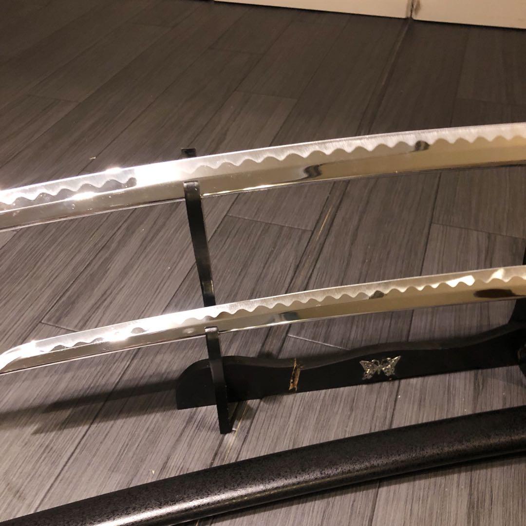 高級模造刀　居合刀　 美術刀剣　太刀　脇差　大小セット　黒拵え