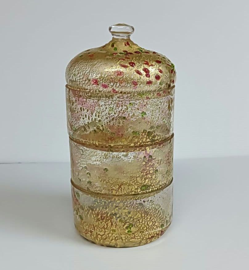 希少　琉球ガラス　金箔 3段キャニスター