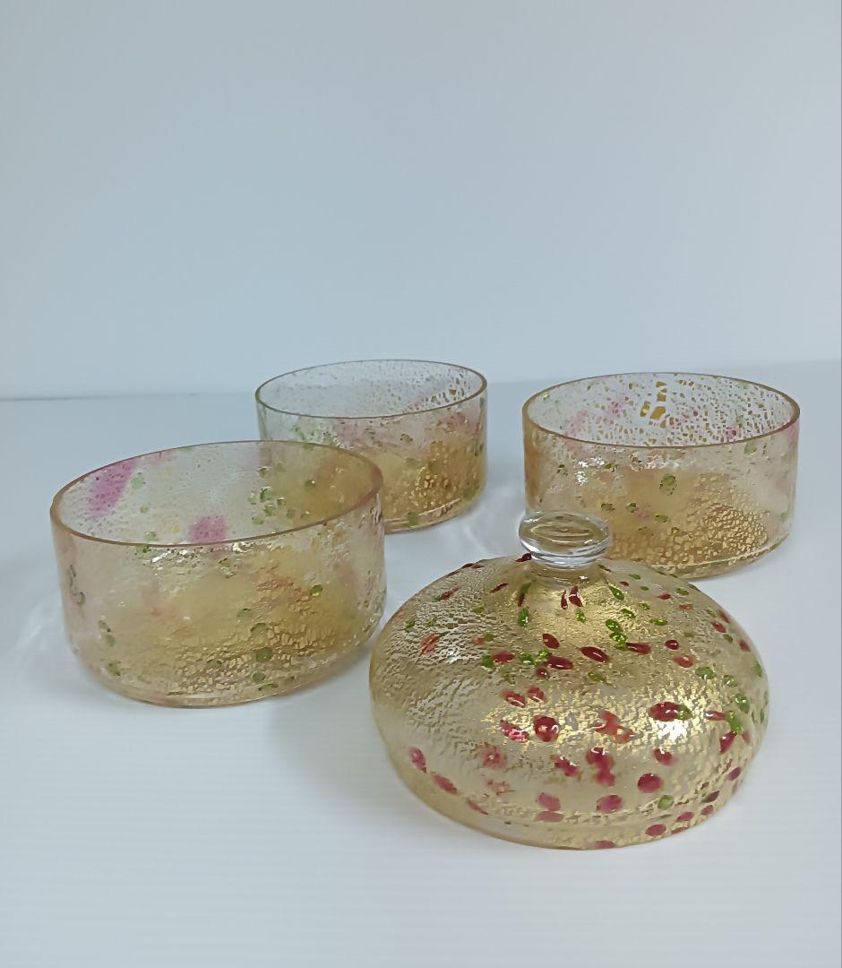 希少　琉球ガラス　金箔 3段キャニスター