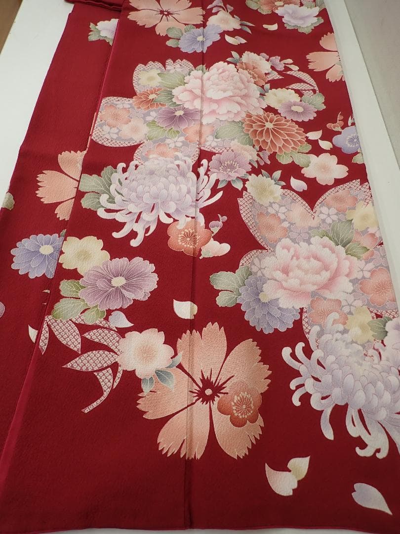 秀品 やまと謹製 正絹 振袖 袋帯 帯地 帯揚げ 全4点セット 身丈156cm