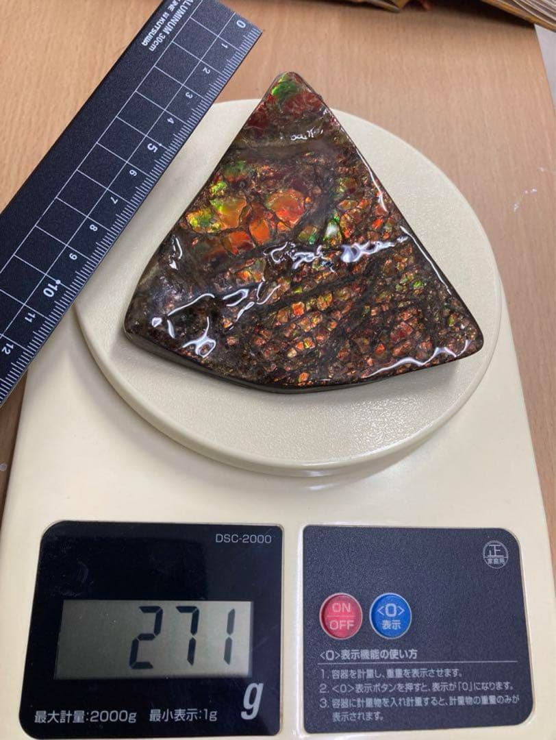 アンモライト 化石 アンモナイト 宝石 原石 大サイズ ドラゴンスキン 博物館