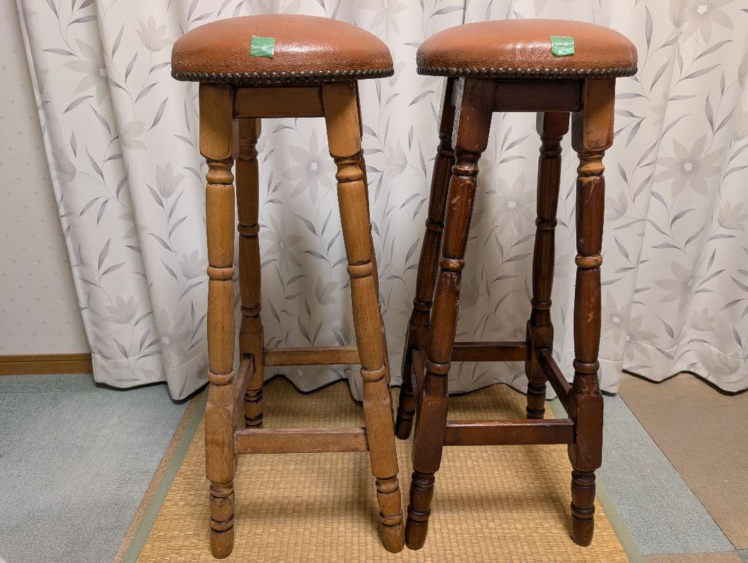 木製　スツール　カウンター チェア　2脚　イタリア風