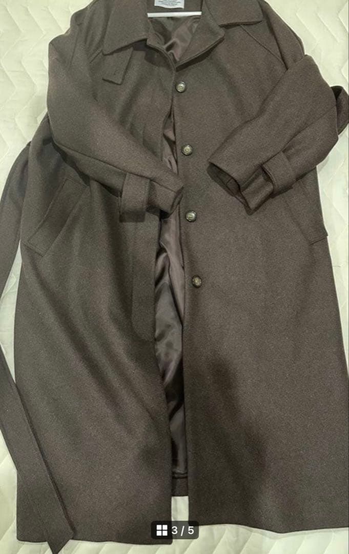 Ohotoro ダークブラウン ベルト付き チェスターコート