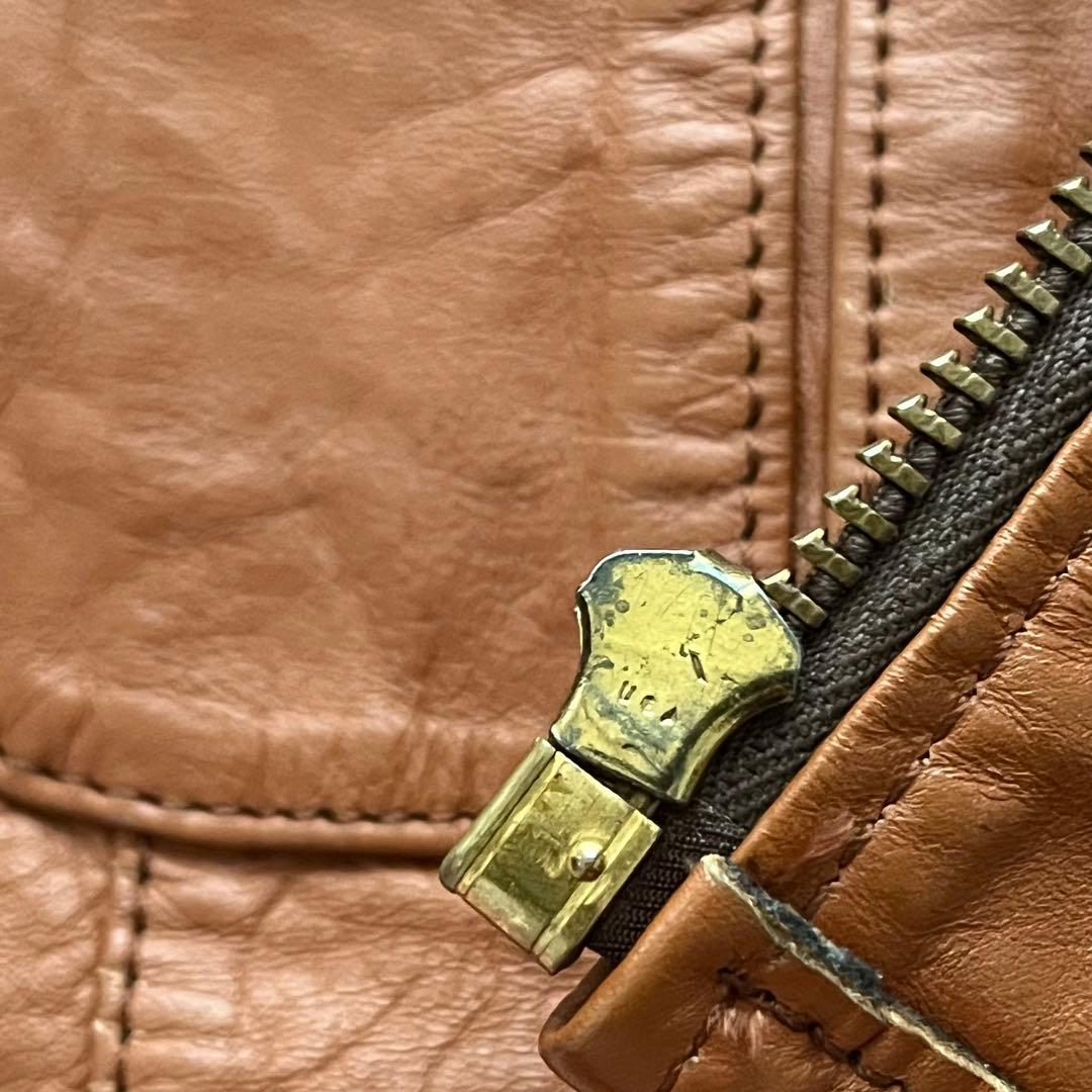 60s レザージャケット 茶 ブラウン 44 USA製 talon 本革