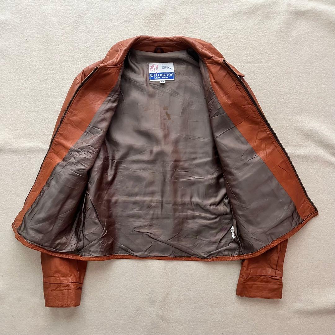60s レザージャケット 茶 ブラウン 44 USA製 talon 本革