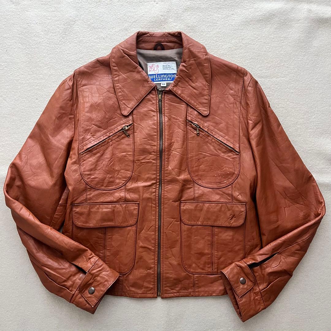 60s レザージャケット 茶 ブラウン 44 USA製 talon 本革