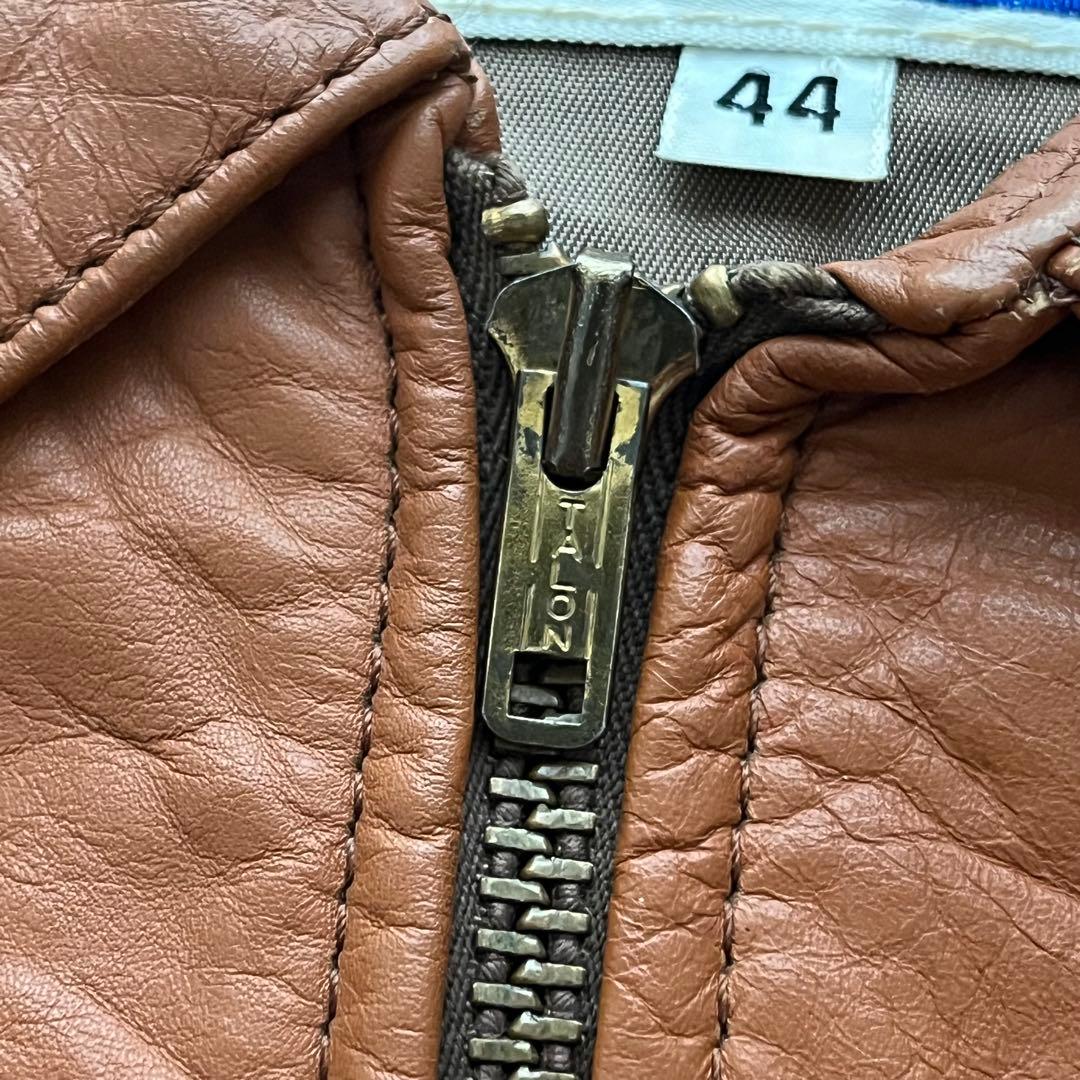 60s レザージャケット 茶 ブラウン 44 USA製 talon 本革