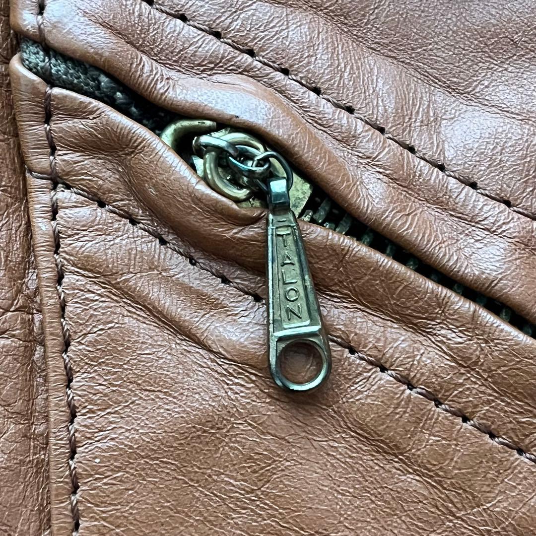 60s レザージャケット 茶 ブラウン 44 USA製 talon 本革