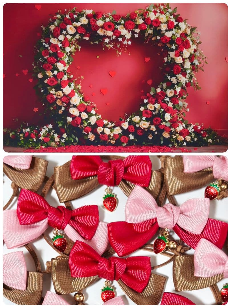 業務用ペットトリミングチョーカー70個　バレンタイン　苺チョコレート　春　リボン