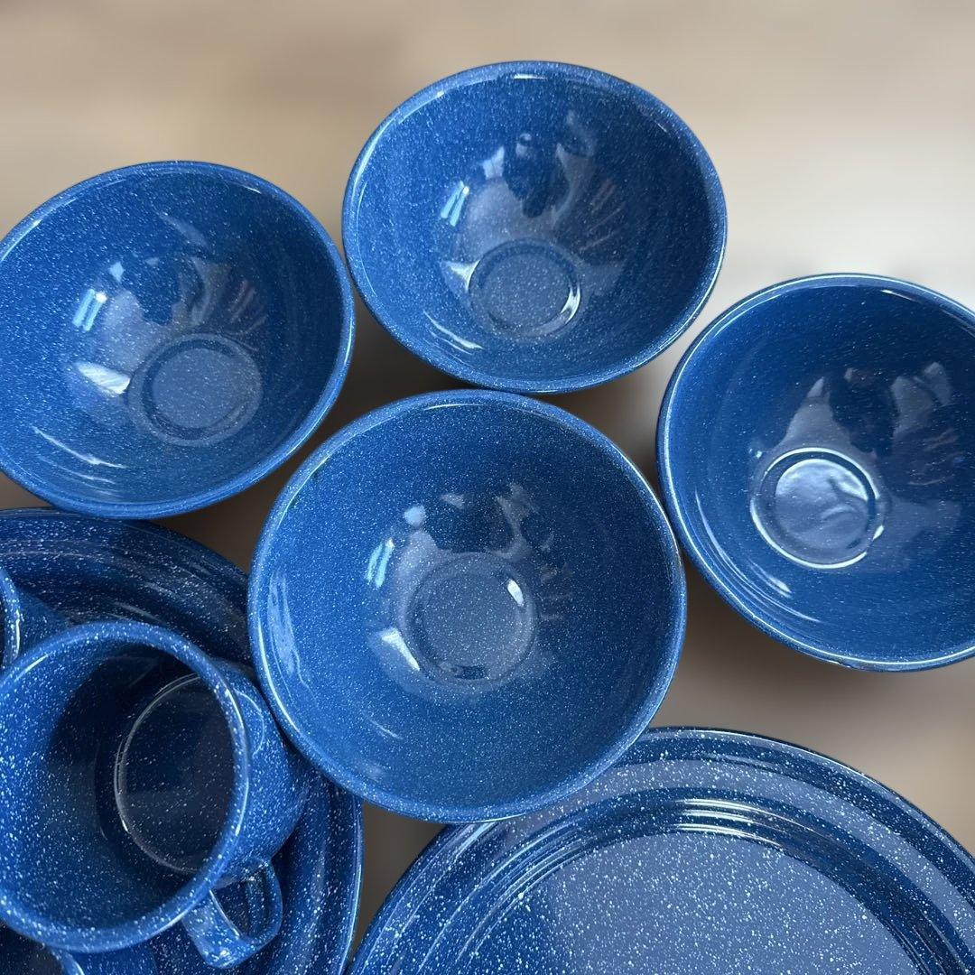 希少新品CINSA エナメルウェア キャンプ食器セット 16点デッドストック