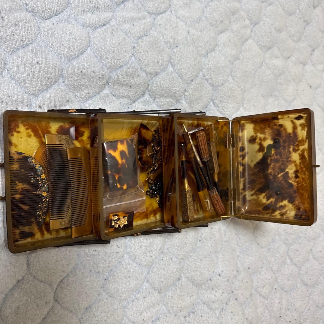 時代物　鼈甲三段箱　簪まとめ