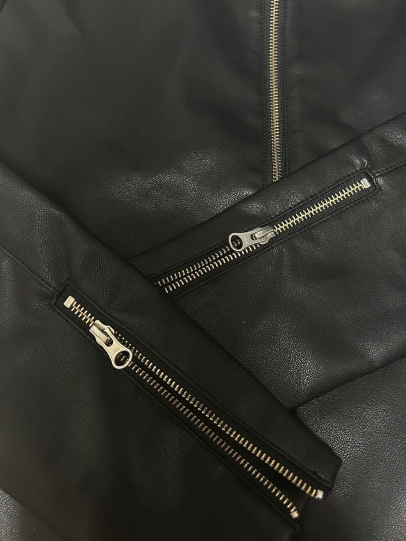 極美品TAKEO KIKUCHI ブラックレザーライダースジャケット Mサイズ