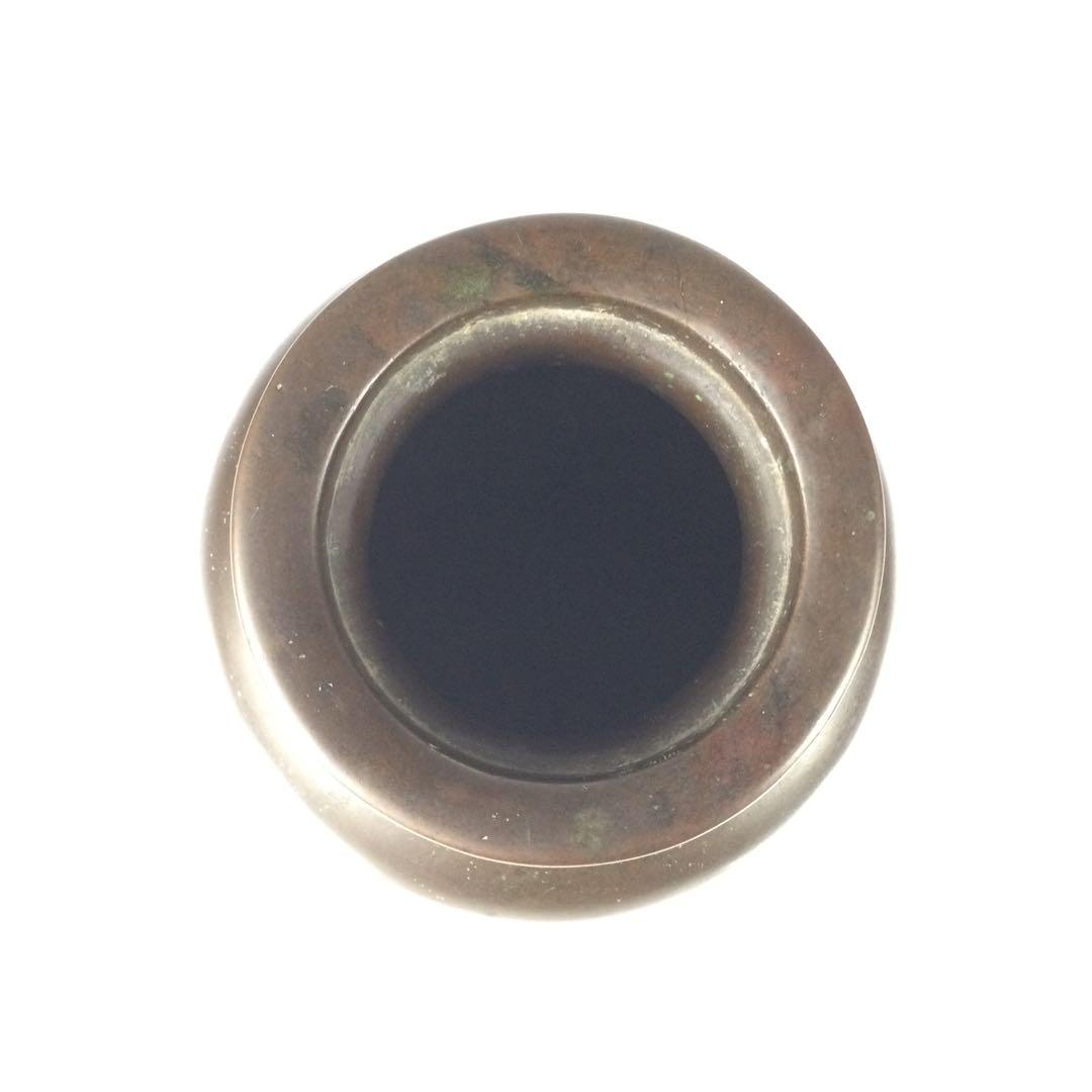 銅製 銀象嵌鯉文花瓶 黄直作 鯉高肉彫 花器 花生 重量1515g 時代物Mcナ