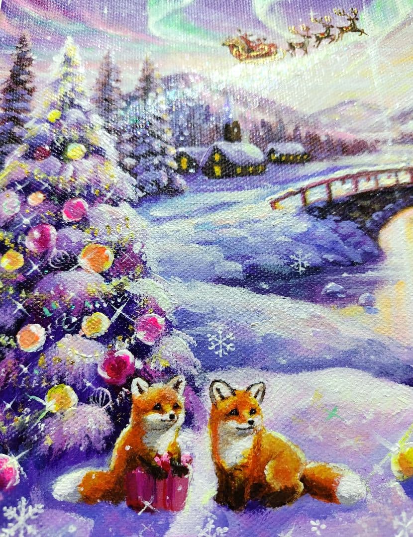 k*☆様 【オーロラの煌めき】アクリル画 F3 風景画 絵画