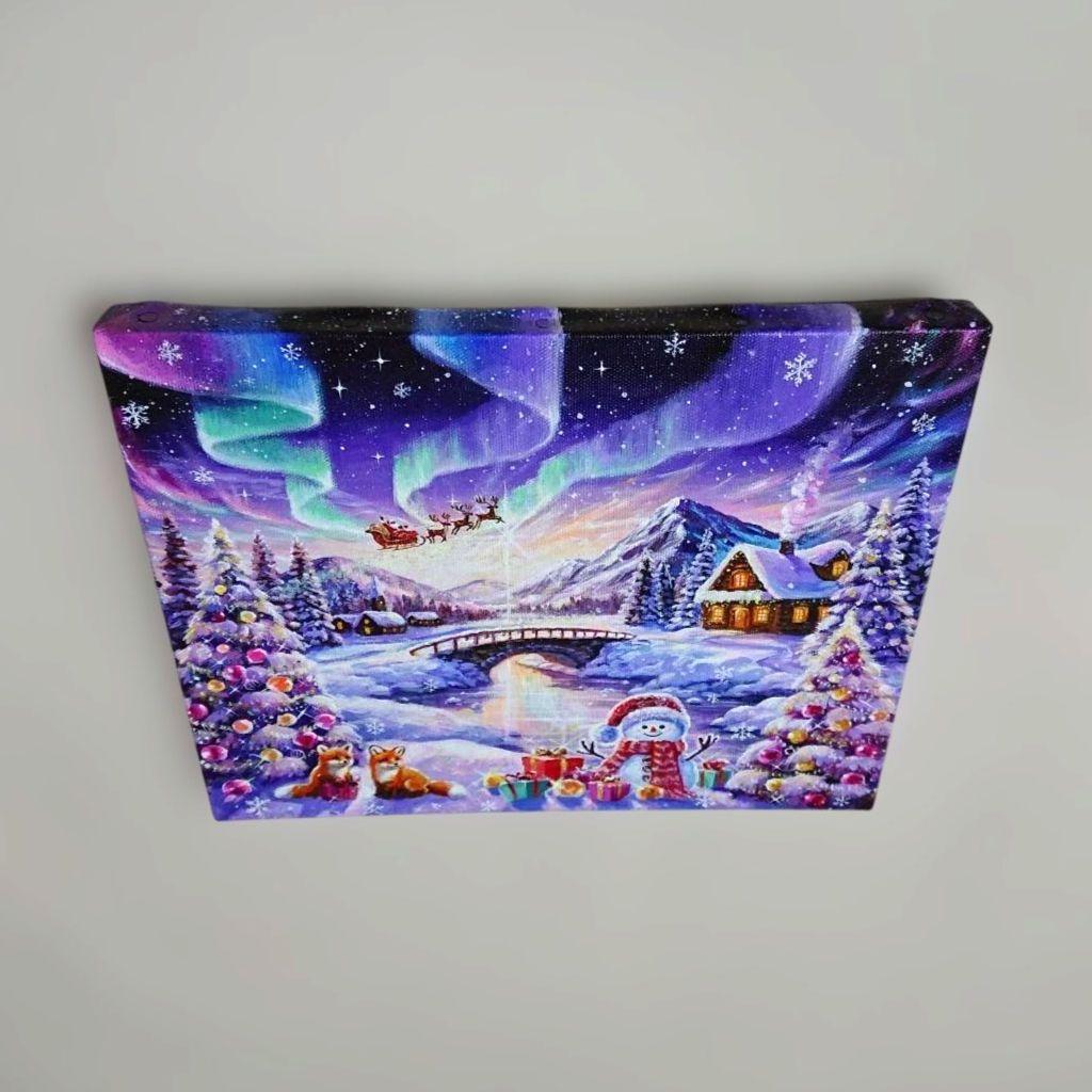 k*☆様 【オーロラの煌めき】アクリル画 F3 風景画 絵画