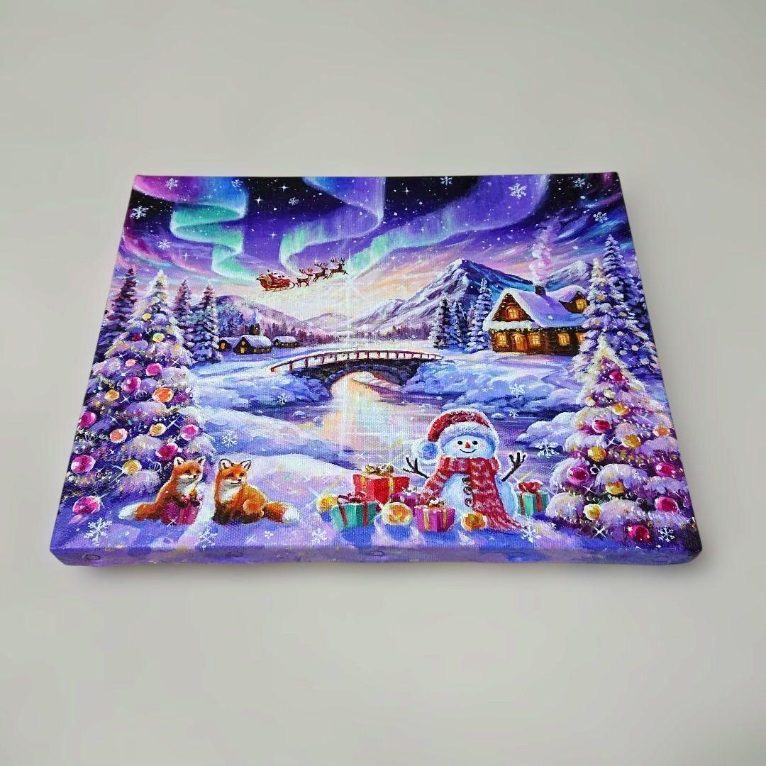 k*☆様 【オーロラの煌めき】アクリル画 F3 風景画 絵画