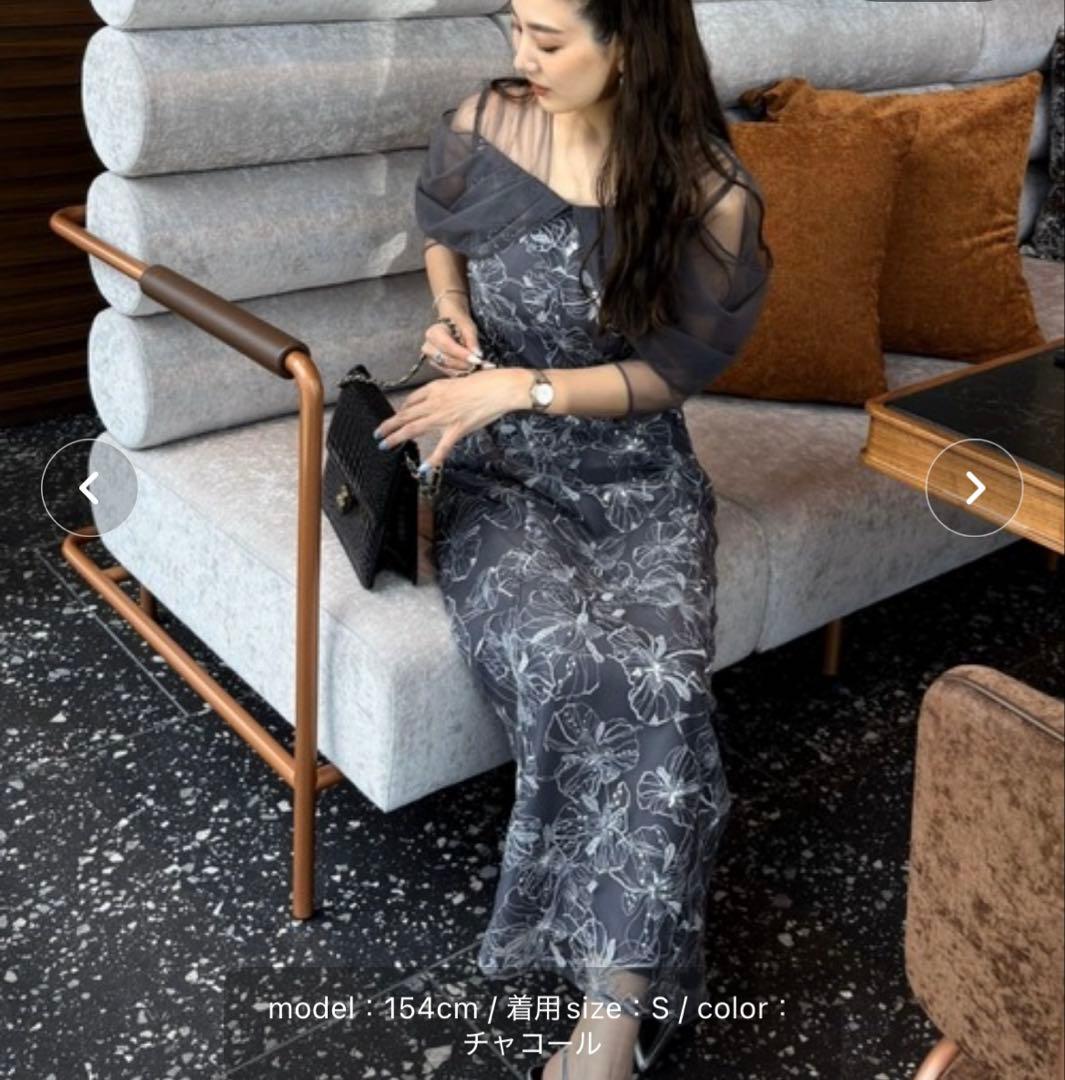 ANDRESD チュールドレープスパンコールドレス Sサイズ