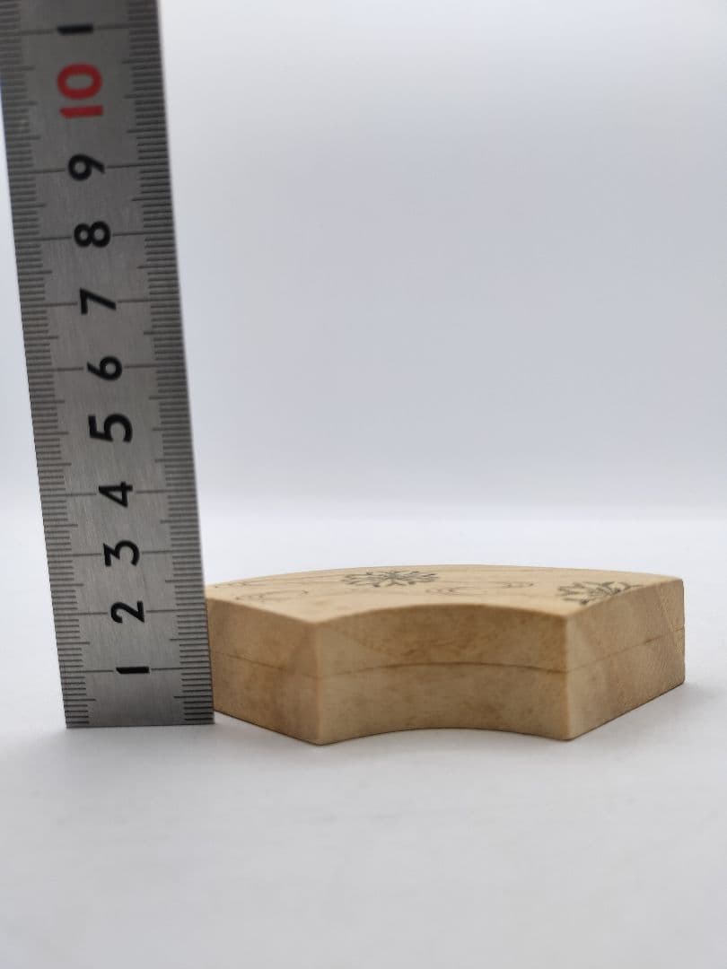 c628 香合 木地 扇面 海松蒔絵 畑幸春 木箱 茶道具 古物