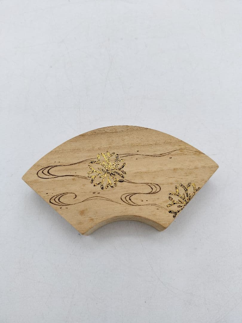 c628 香合 木地 扇面 海松蒔絵 畑幸春 木箱 茶道具 古物