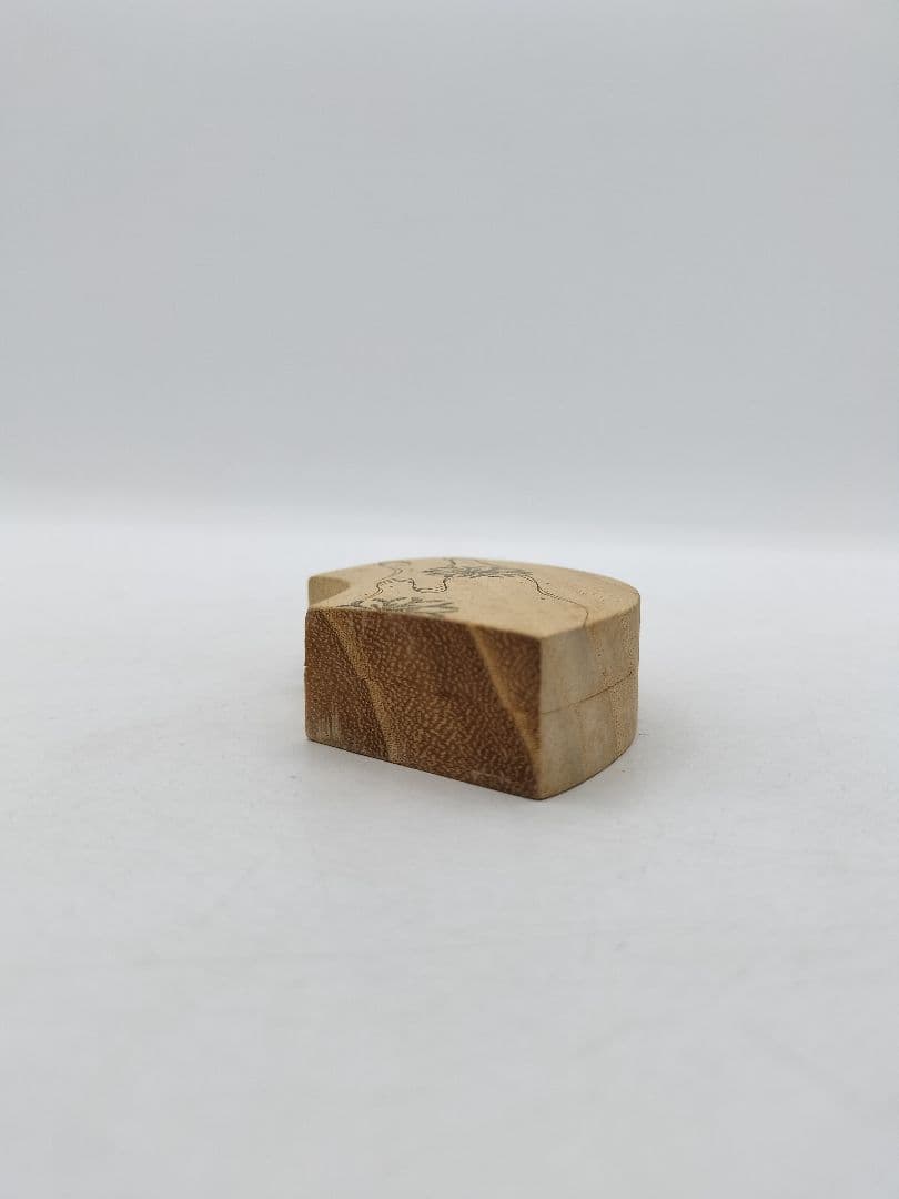 c628 香合 木地 扇面 海松蒔絵 畑幸春 木箱 茶道具 古物