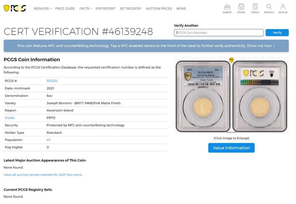 2021年 アセンション島 ジョセフ ボノミ ソブリン 金貨 PCGS PR70