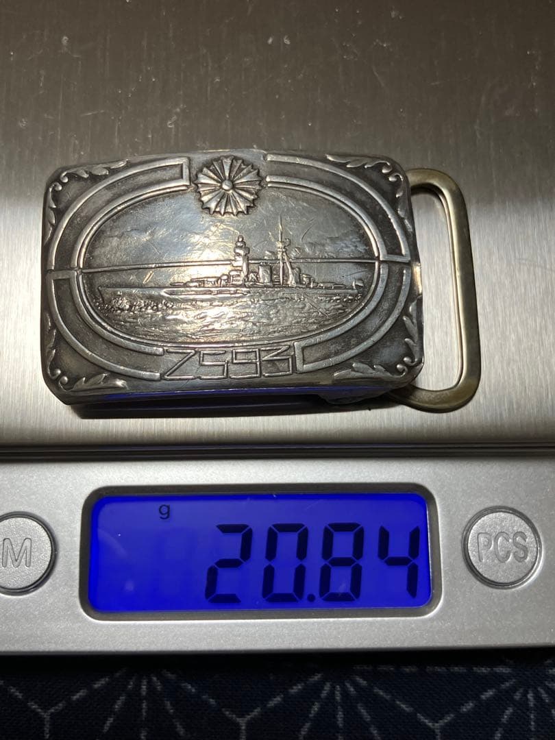 純銀　バックル　スターリングシルバー　皇紀2593（1933）年　海軍特別大演習