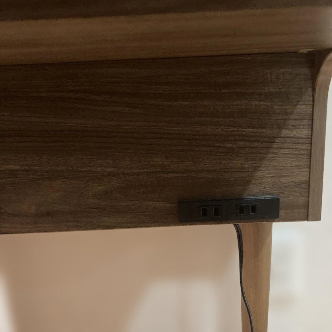 YU-MI⭐︎ ブラウン木製ドレッサー　スツール、コンセント付、収納力抜群