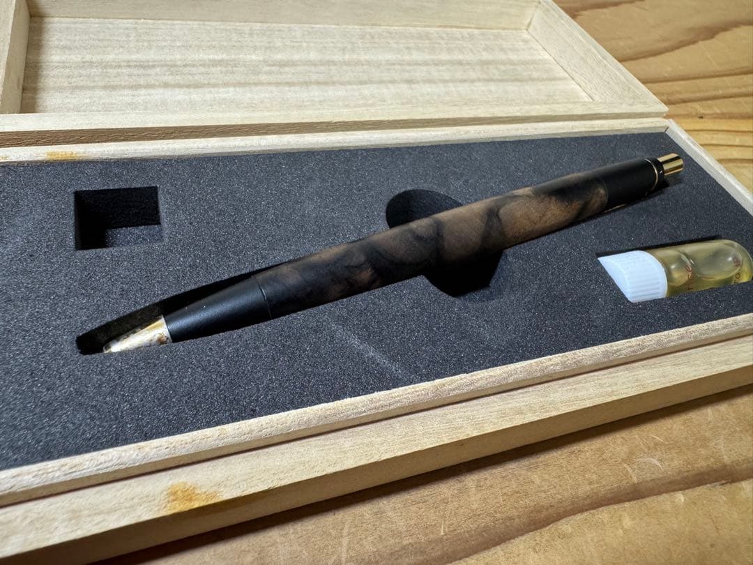 プ*読様 野原工芸　超特上黒柿孔雀杢　旧固定式　おまけ付き