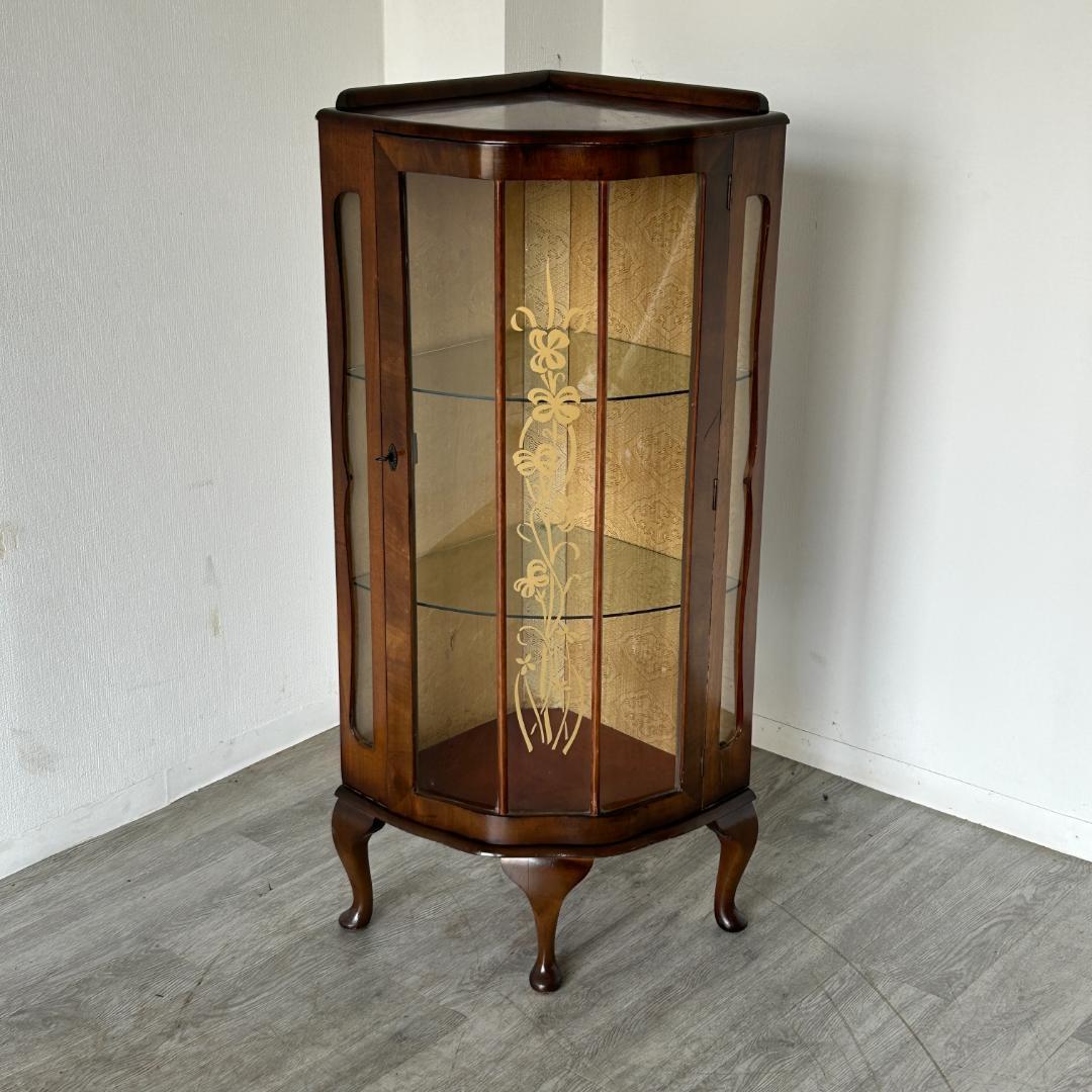 イギリス アンティーク家具 コーナー ディスプレイ キャビネット 765A