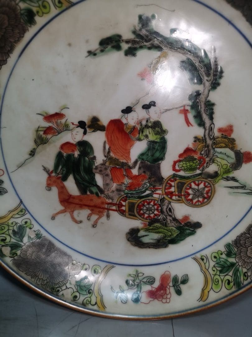 旧家蔵出　清国時代　粉彩瓷 ·五彩皿 逸品　大清康熙年製 お皿　置物