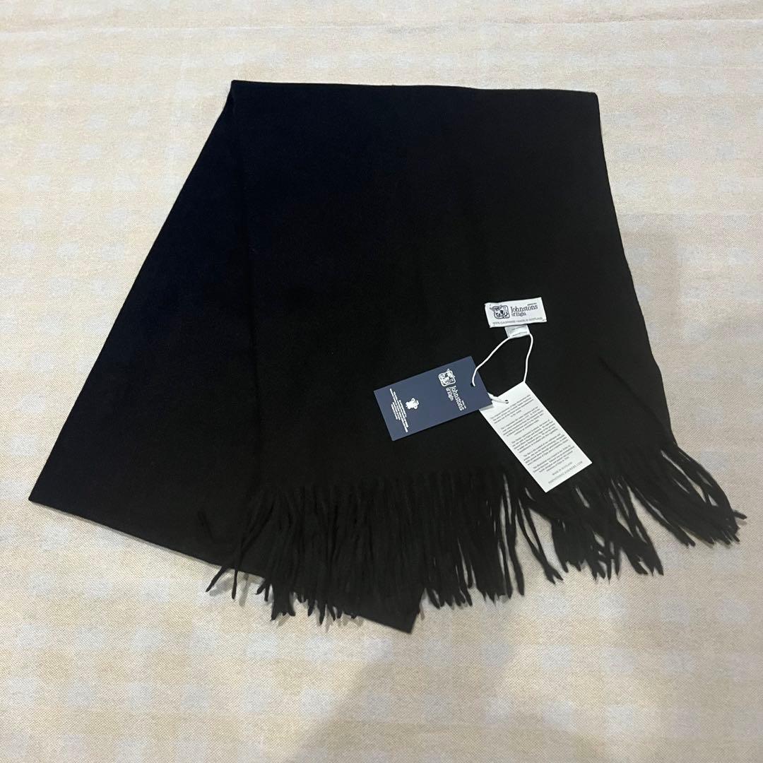 ど*ん様 美品 ジョンストンズ カシミヤ100％ 大判ストール ミッド ブラック