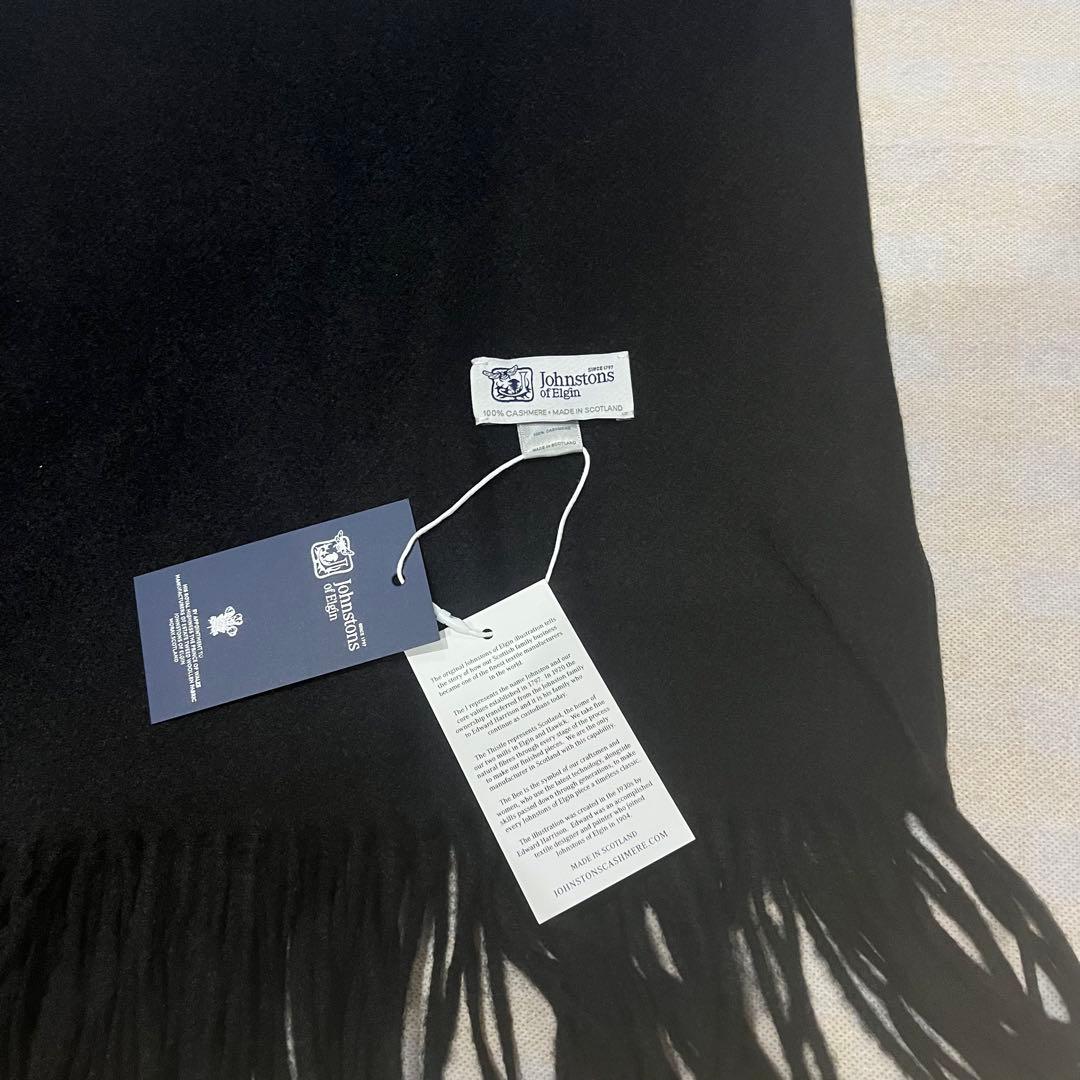 ど*ん様 美品 ジョンストンズ カシミヤ100％ 大判ストール ミッド ブラック