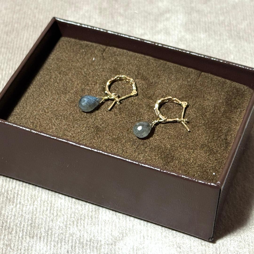 K10ラブラドライトピアスセット アガット