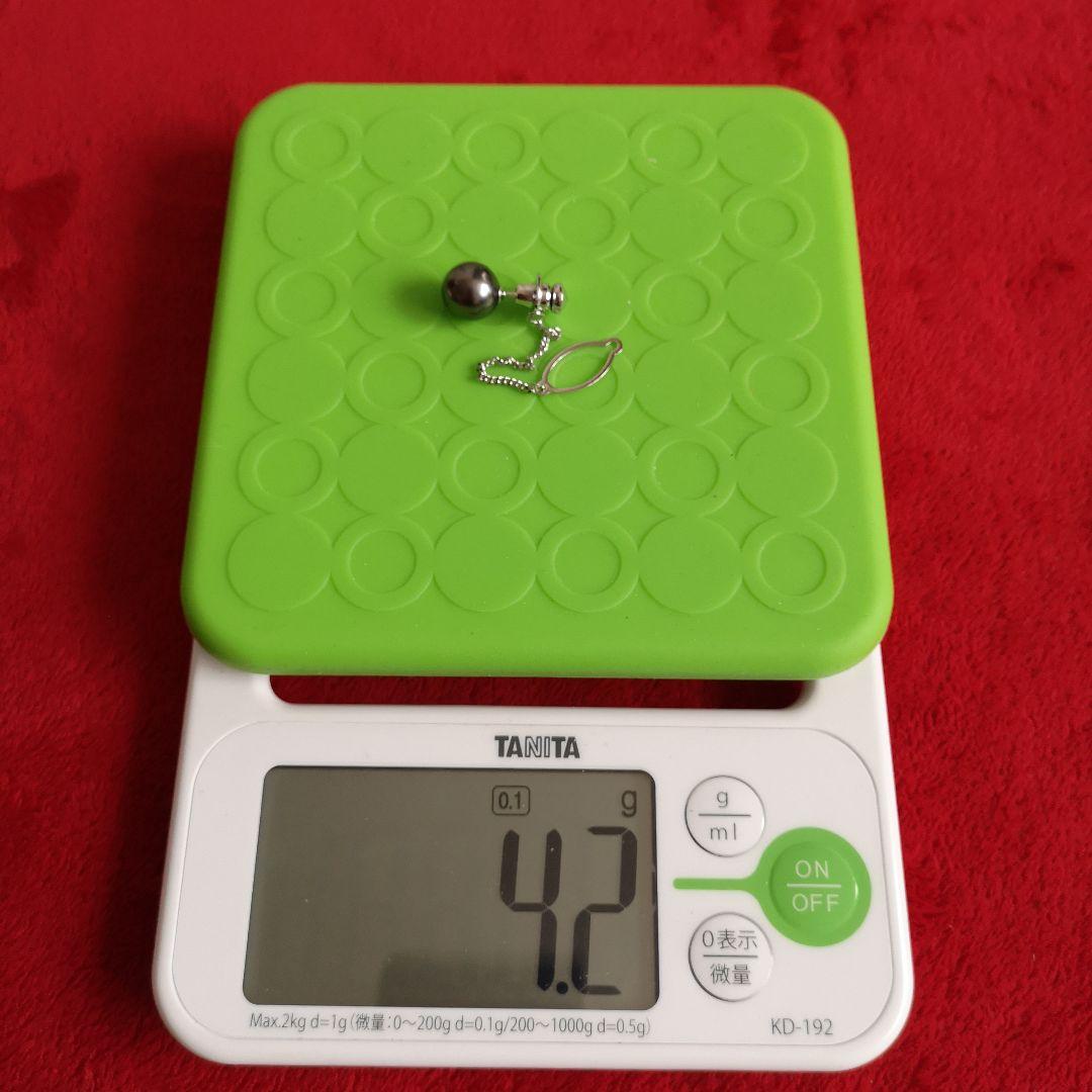 新品 14金 ホワイトゴールド 本真珠 ブラックパール 刻印14K