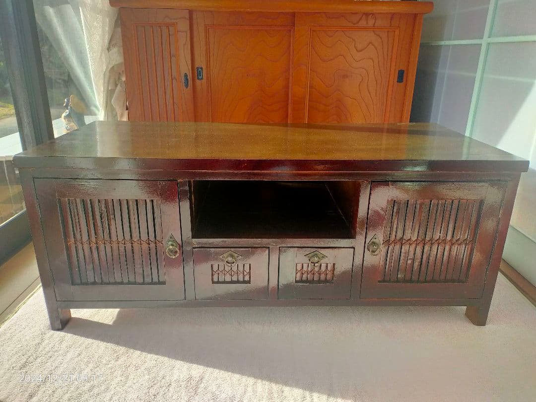 値下げしました✨アンティーク木製テレビボード 引き戸付き