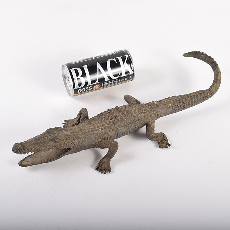 ヤマ 　時代金工　古銅　鰐　ワニ　置物　約845g　V　R7680