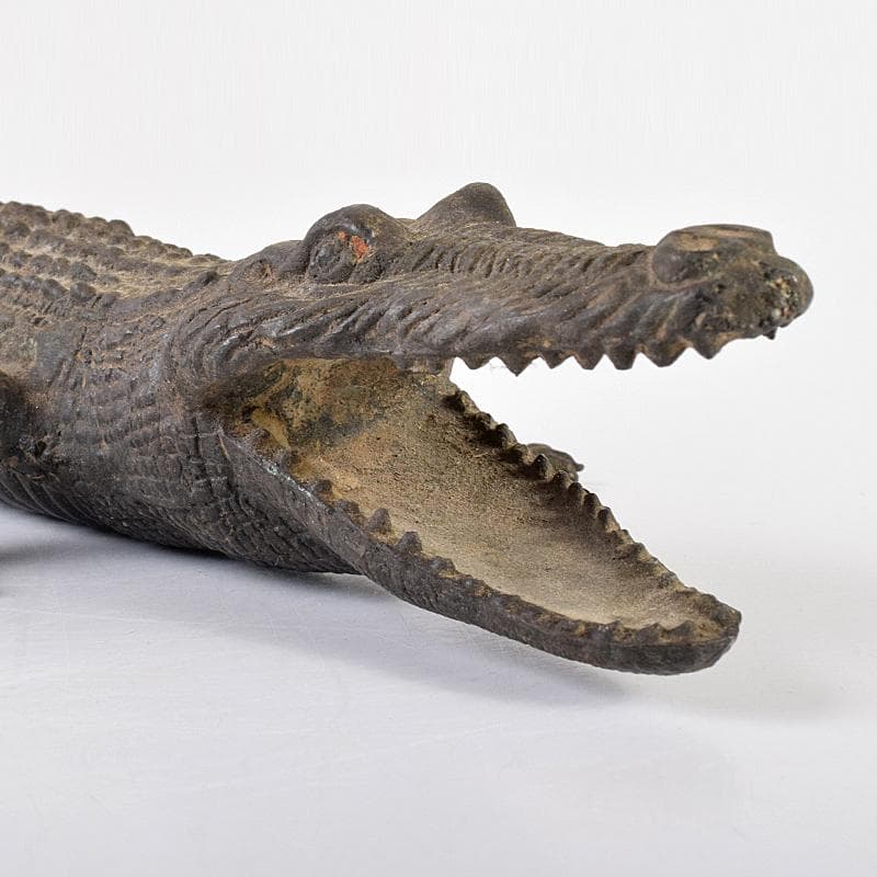 ヤマ 　時代金工　古銅　鰐　ワニ　置物　約845g　V　R7680