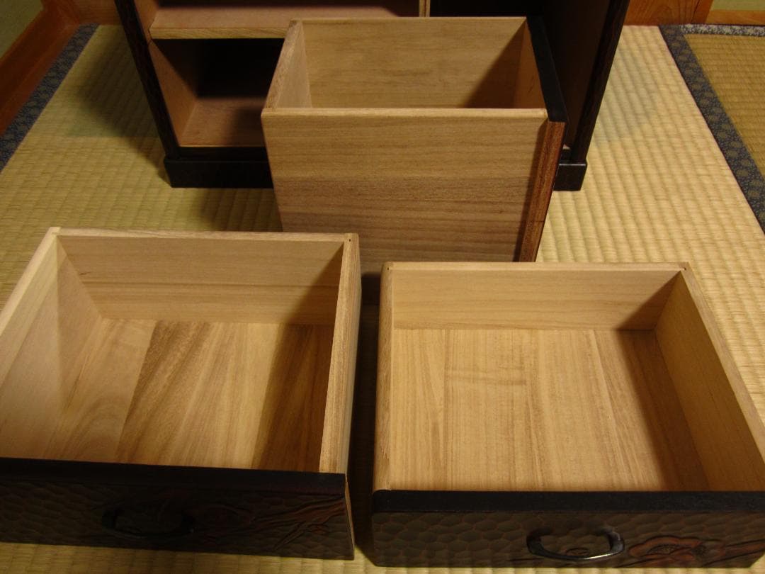 極美品◆伝統工芸◆鎌倉彫◆鏡台/姿見「梅の図」桐の引出し◆梱包・発送たのメル便