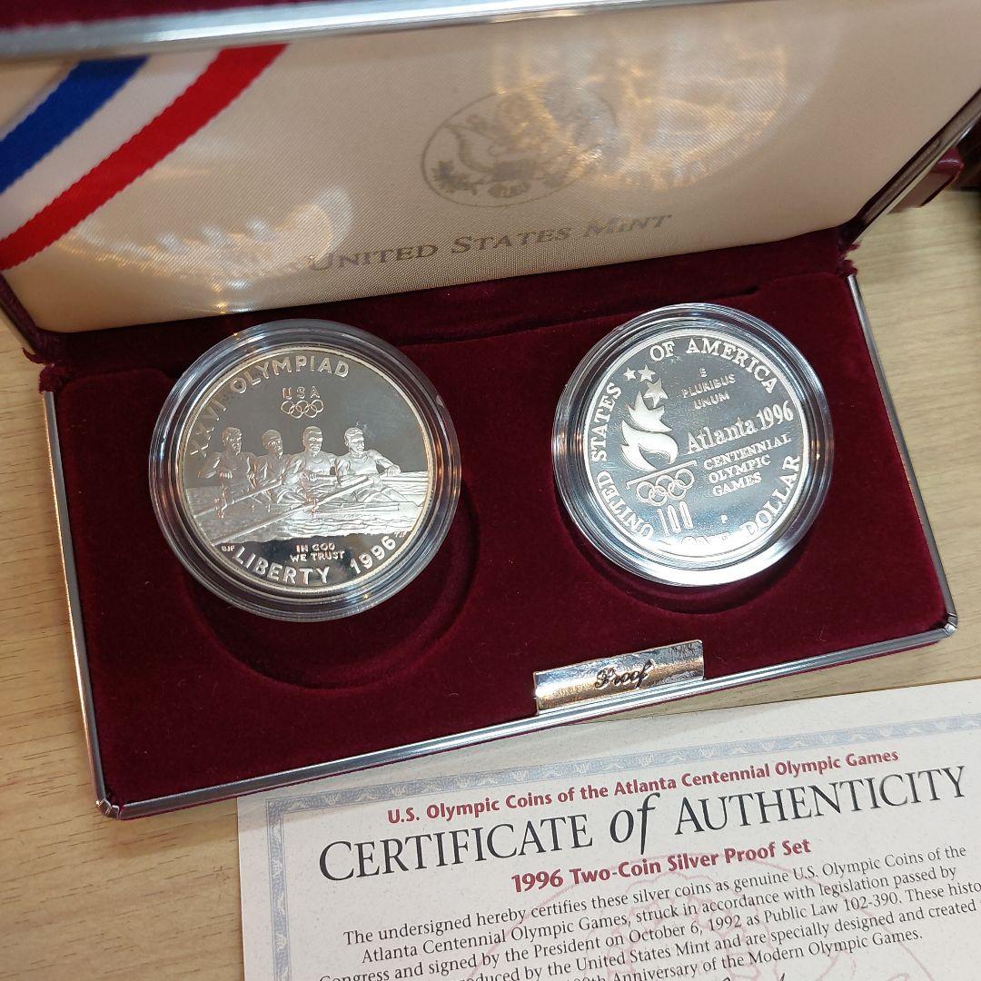 1996年アトランタオリンピック銀貨2枚セット 長期保管品 多少 傷 汚れあり