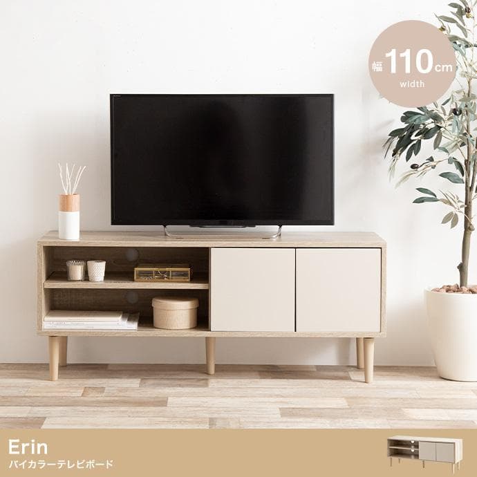 【送料無料】Erin バイカラーテレビボード AV台 収納 【幅110cm】