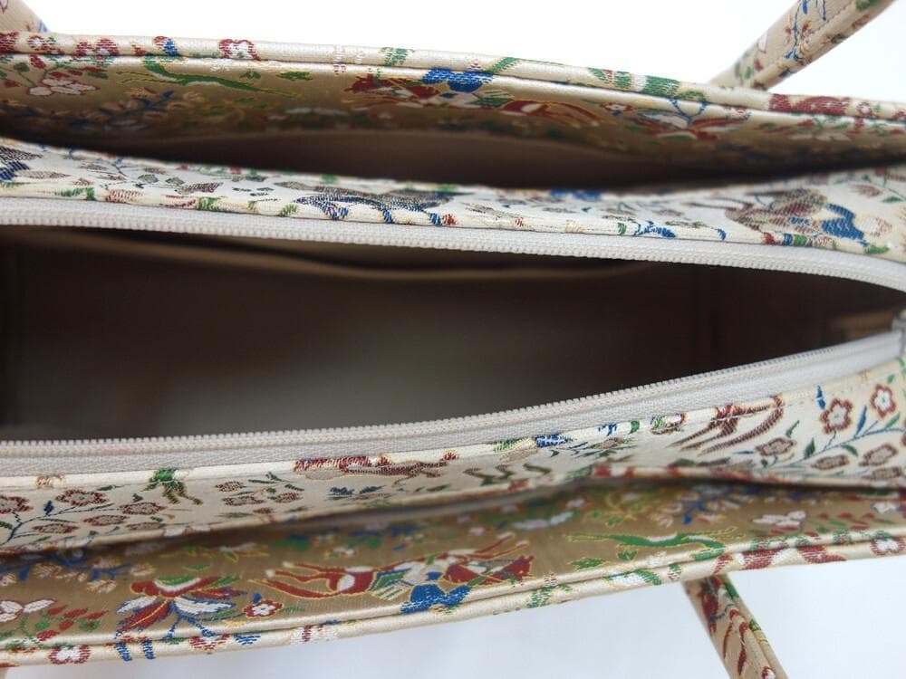 未使用美品 和装小物 利休バック 狩猟紋様 ベージュ■ON71028-10