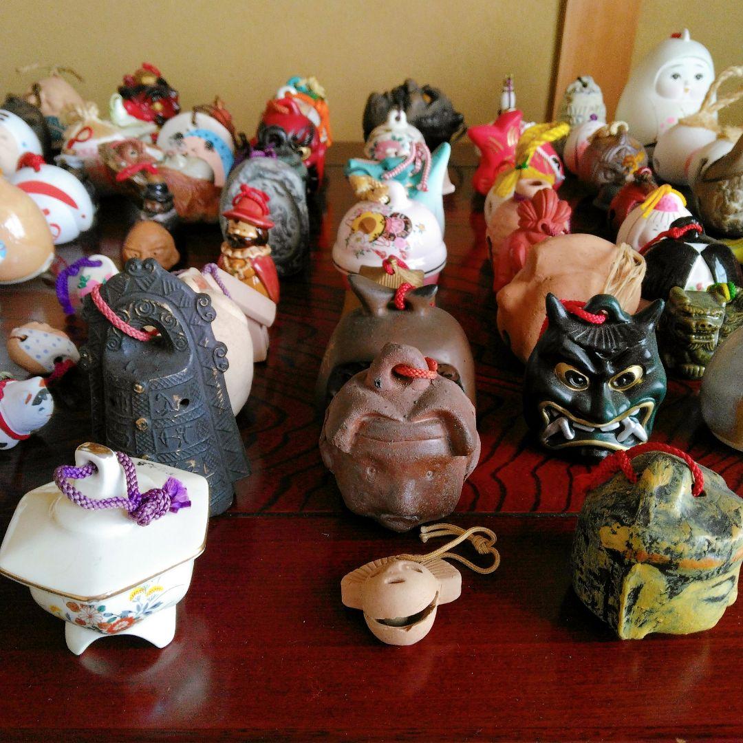 【昭和時代の全国の土鈴】107個　鋳物鈴他34個　まとめ売り 外国の方へお土産♡