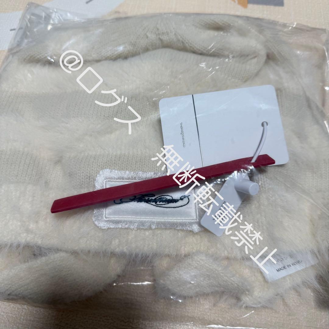 帽子 THEREDTHREAD S fuzzy knit beanie white