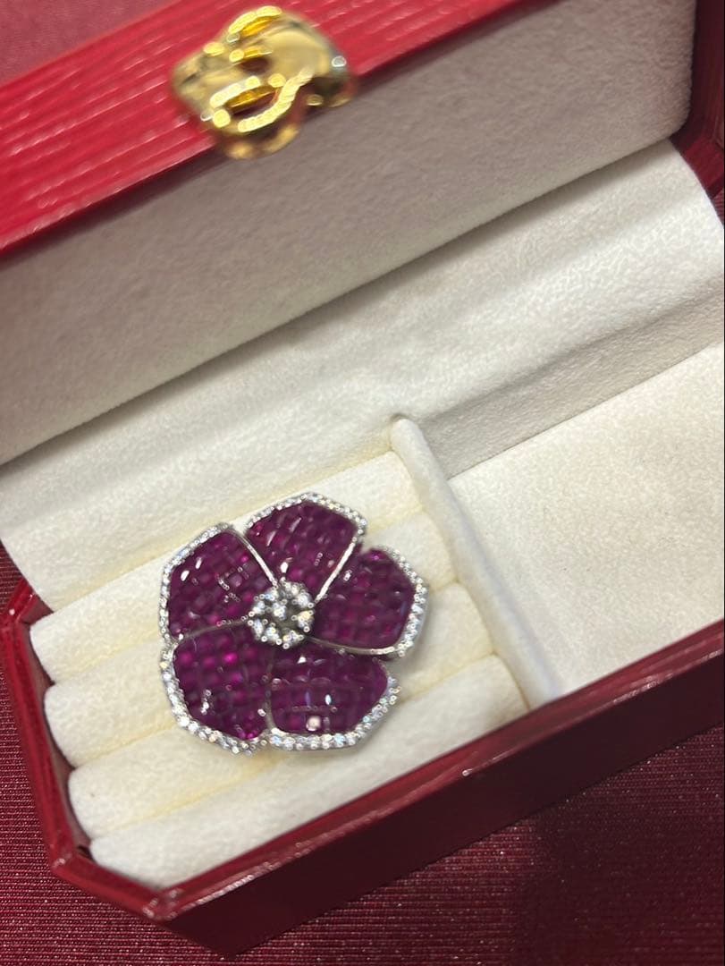 ヨッコ❣️ミステリーセッティングルビーブローチ