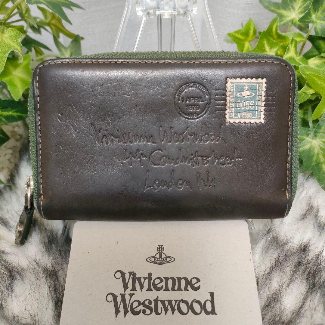 VivienneWestwood 小銭入れ エンベロープ ブラウン レザー 切手